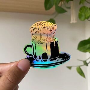 3/20 Vinyl Holographic Sticker | Depresso Expresso Cup | Holigraphic | Halloween